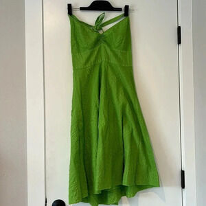 J.Crew lovely, green 100% cotton halter garden dress beautiful fit